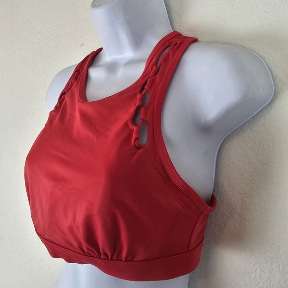 Athleta High Neck Loop Bikini Swim Top 34B/C Criss Cross Back - Picture 3 of 10